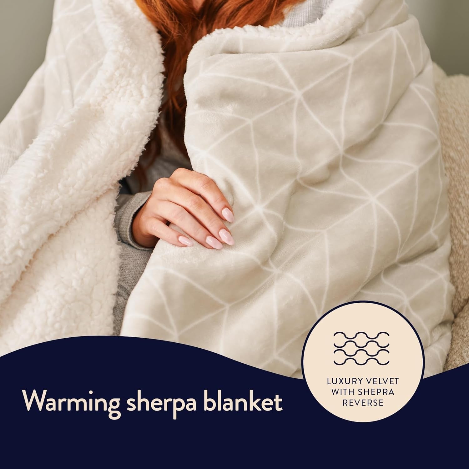 Electric Heated Throw Blanket 180x135cm Velvet Sherpa Fast Heat Washable