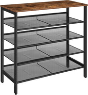 5 Tier Industrial Shoe Rack Stand, Adjustable Shelves, 75cm Wide Unit