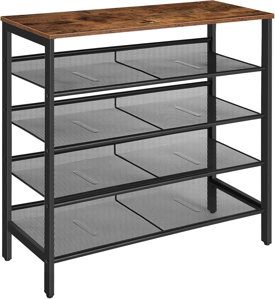 5 Tier Industrial Shoe Rack Stand, Adjustable Shelves, 75cm Wide Unit
