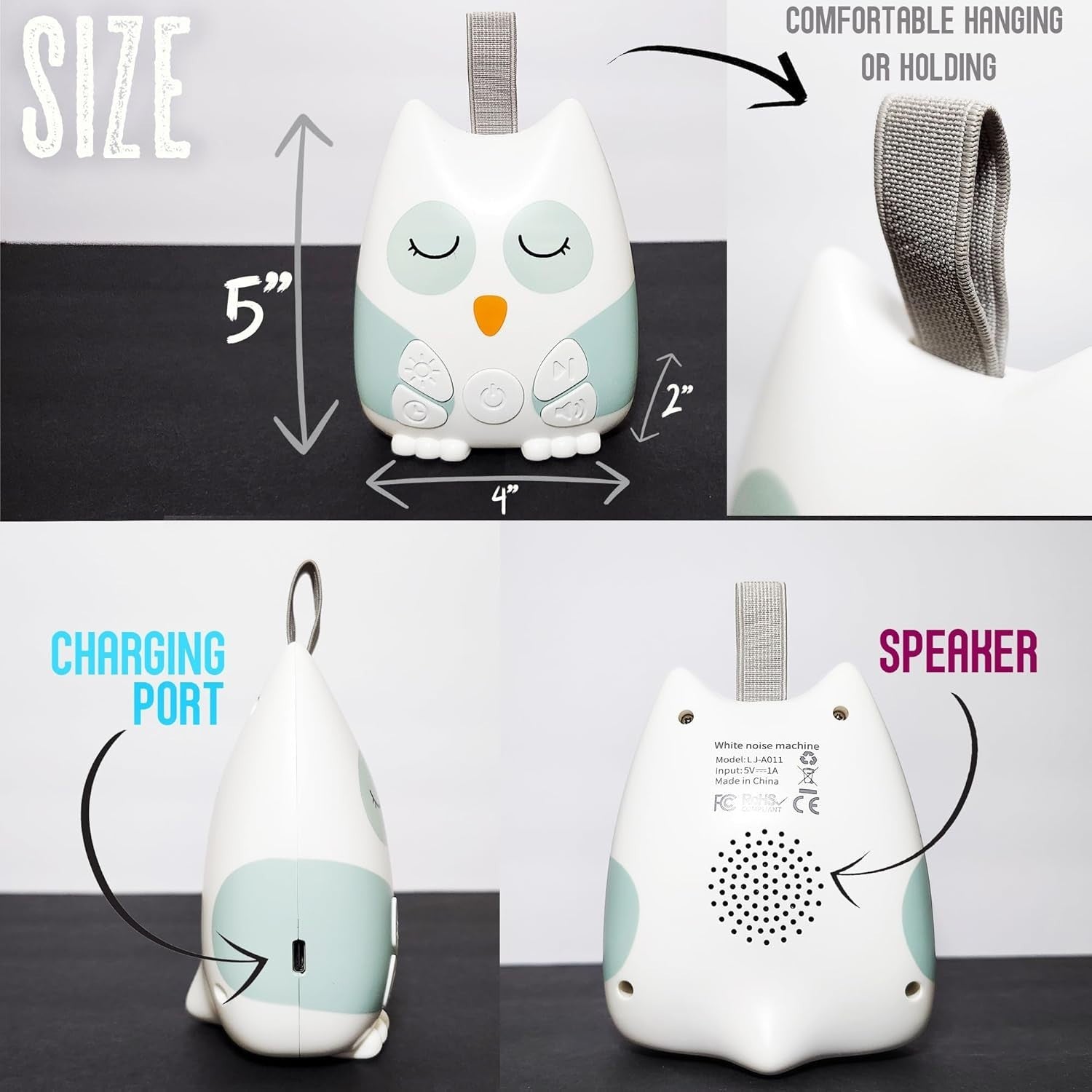 Portable Baby White Noise Machine with Cry Sensor, 20 Soothing Sounds & Night Li