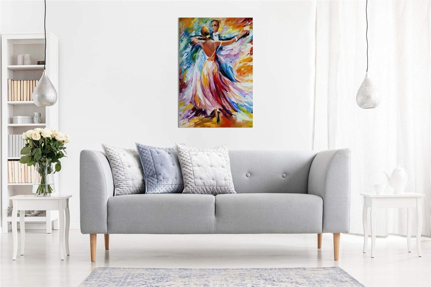 Abstract Dance Canvas Wall Art Elegant Ballroom Couple Modern Home Decor
