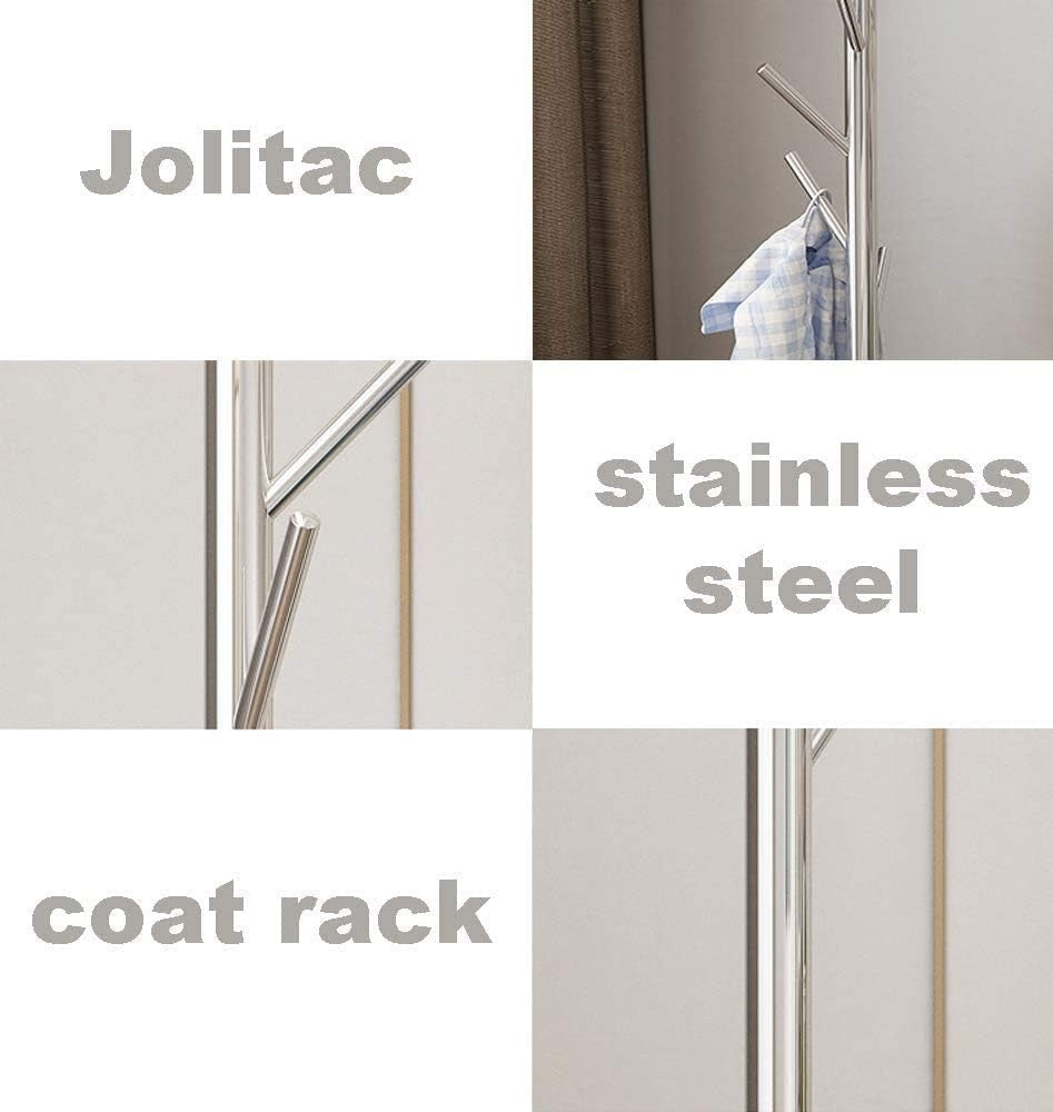 Modern Freestanding Coat Rack Metal Stand | Marble Base Silver Hall Tree
