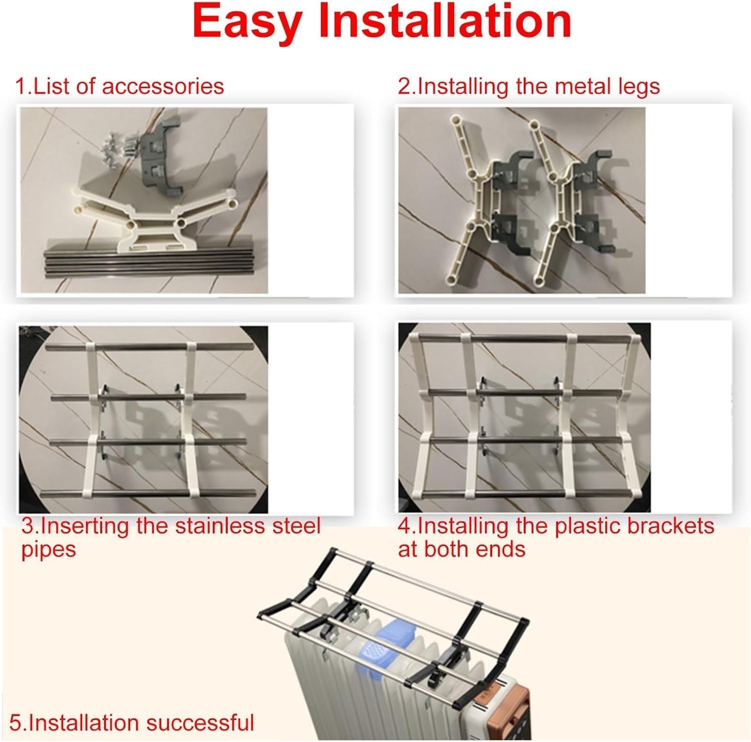 Indoor Stainless Steel Clothes Drying Rack with Humidifier for Radiators