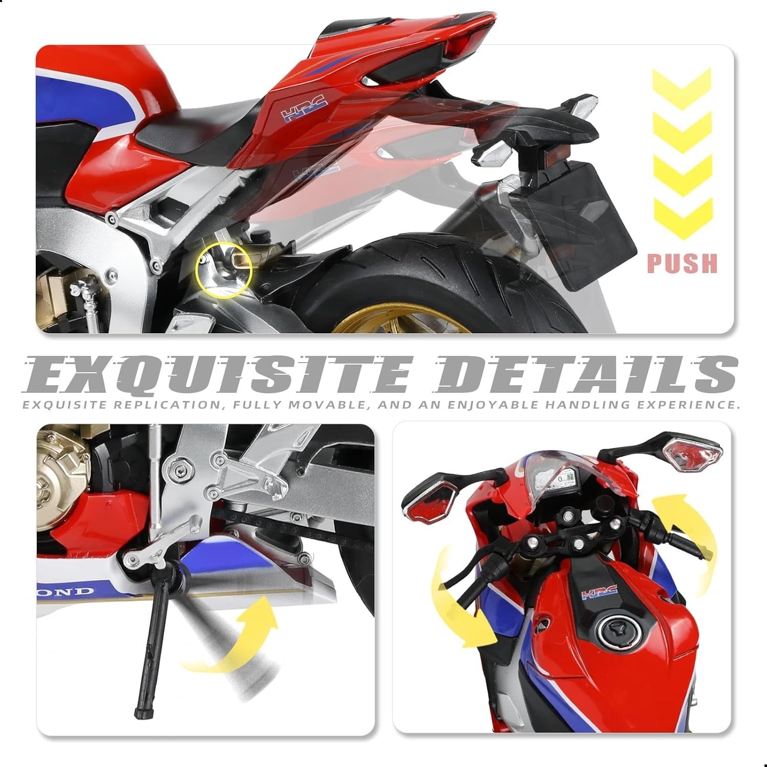 Diecast 1:9 Sport Motorcycle Model - Realistic Metal Build, No Assembly Needed