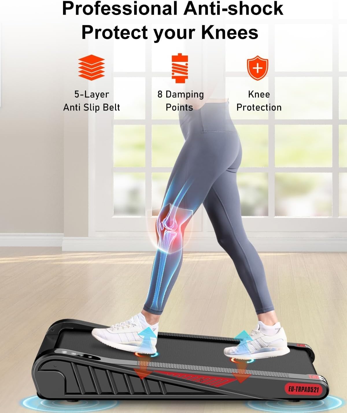 Under Desk Walking Pad Treadmill 2.5HP Incline 1-6KM/H Home Office