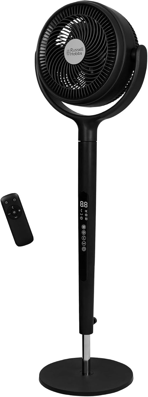 Charcoal Grey Pedestal Circulator Fan 12-Speed 130° Oscillation Remote Timer