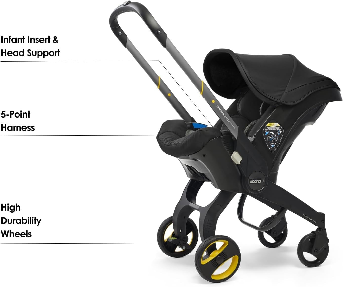 Convertible Baby Car Seat Stroller 0+ Rear Facing 5 Point Harness Black