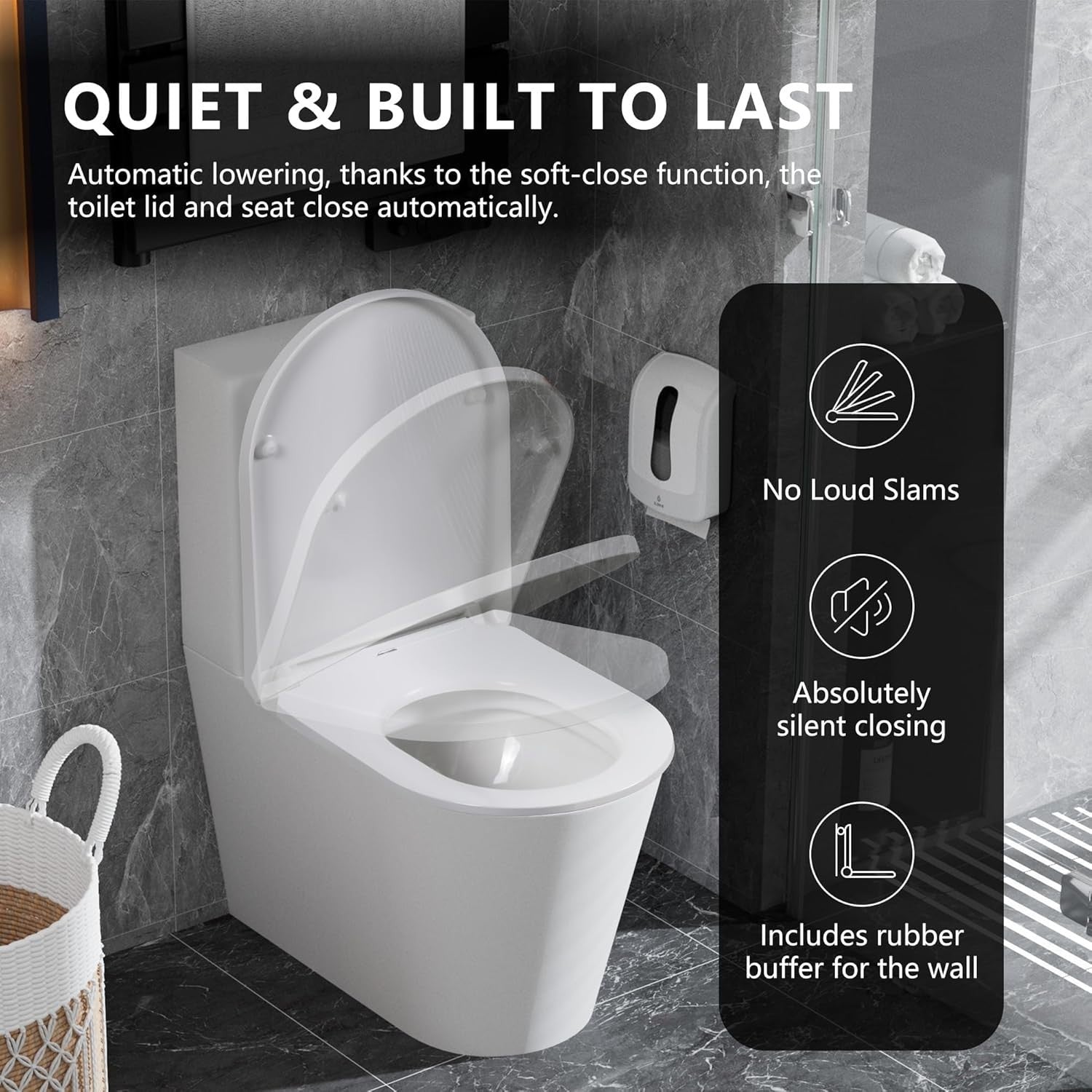 White D Shape Toilet Seat Quick Release Anti-Bacterial Top Fix 46x36cm