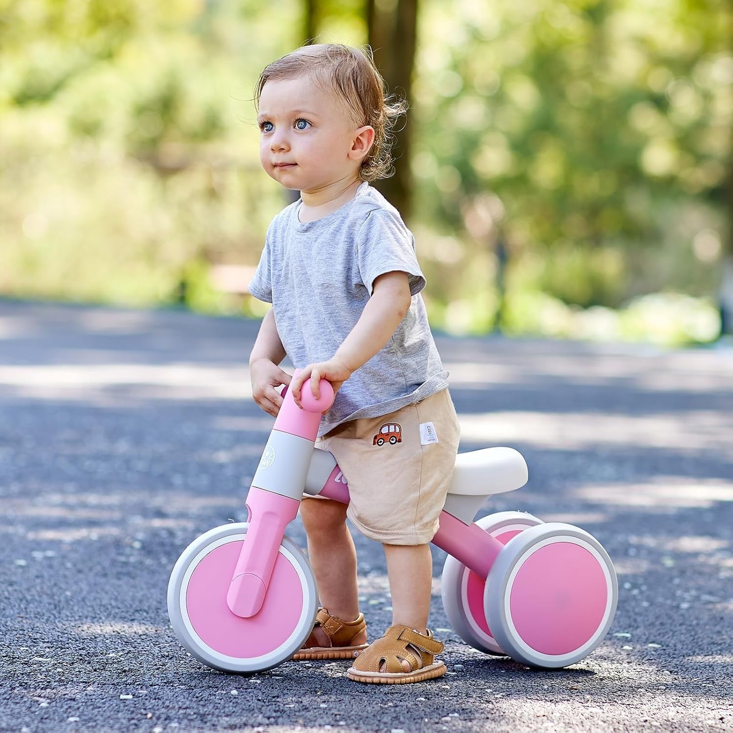Baby Balance Bike Pink Toddler Ride On Toy 12-24 Months No Pedal Trike