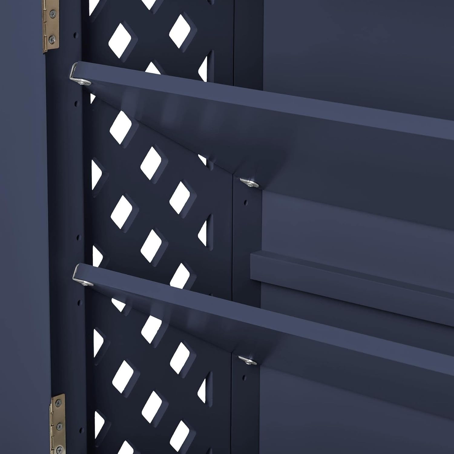 Navy Blue Wooden Shoe Cabinet with Adjustable Shelves & Airflow Doors