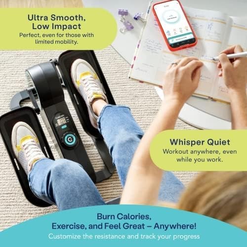 Under Desk Elliptical Pedal Exerciser Quiet Compact Seated Leg Trainer
