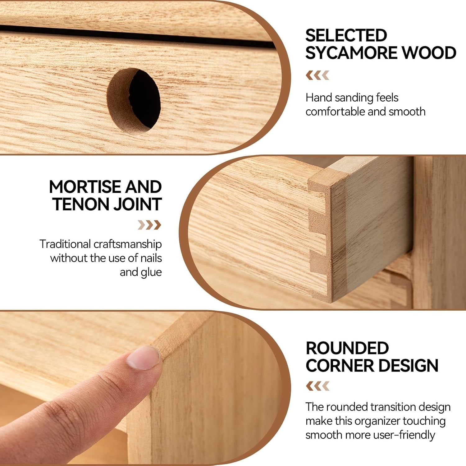 Wood Desk Organizer with Drawers & Shelf – Home Office Storage Box