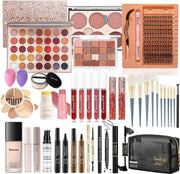 Professional Makeup Kit Set Full Face Palette Lashes Brushes Bag