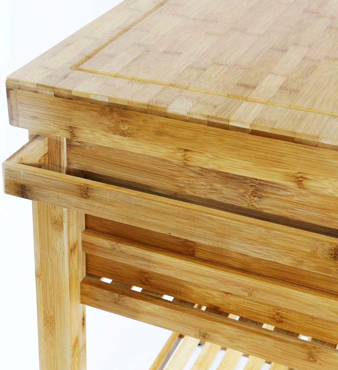 Bamboo Kitchen Trolley Cart w Drawers Shelves