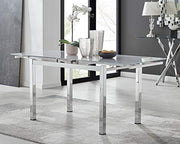 White Glass Extending Dining Table Chrome Legs Modern Kitchen Table