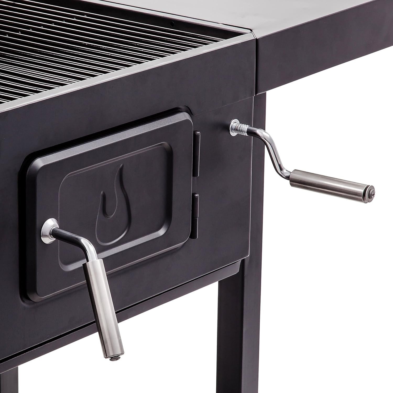 Outdoor Charcoal BBQ Grill with Side Shelf & Storage Rack | Adjustable Heat