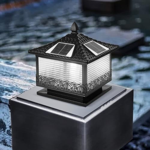 Remote-Control Solar Post Cap Lamp XL – Gray Outdoor Column Lantern
