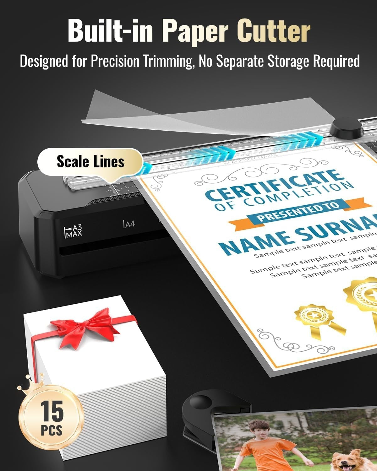 A3 Laminator Hot Cold 90s Warm Up Anti Jam Scale Guide + Cutter Sheets