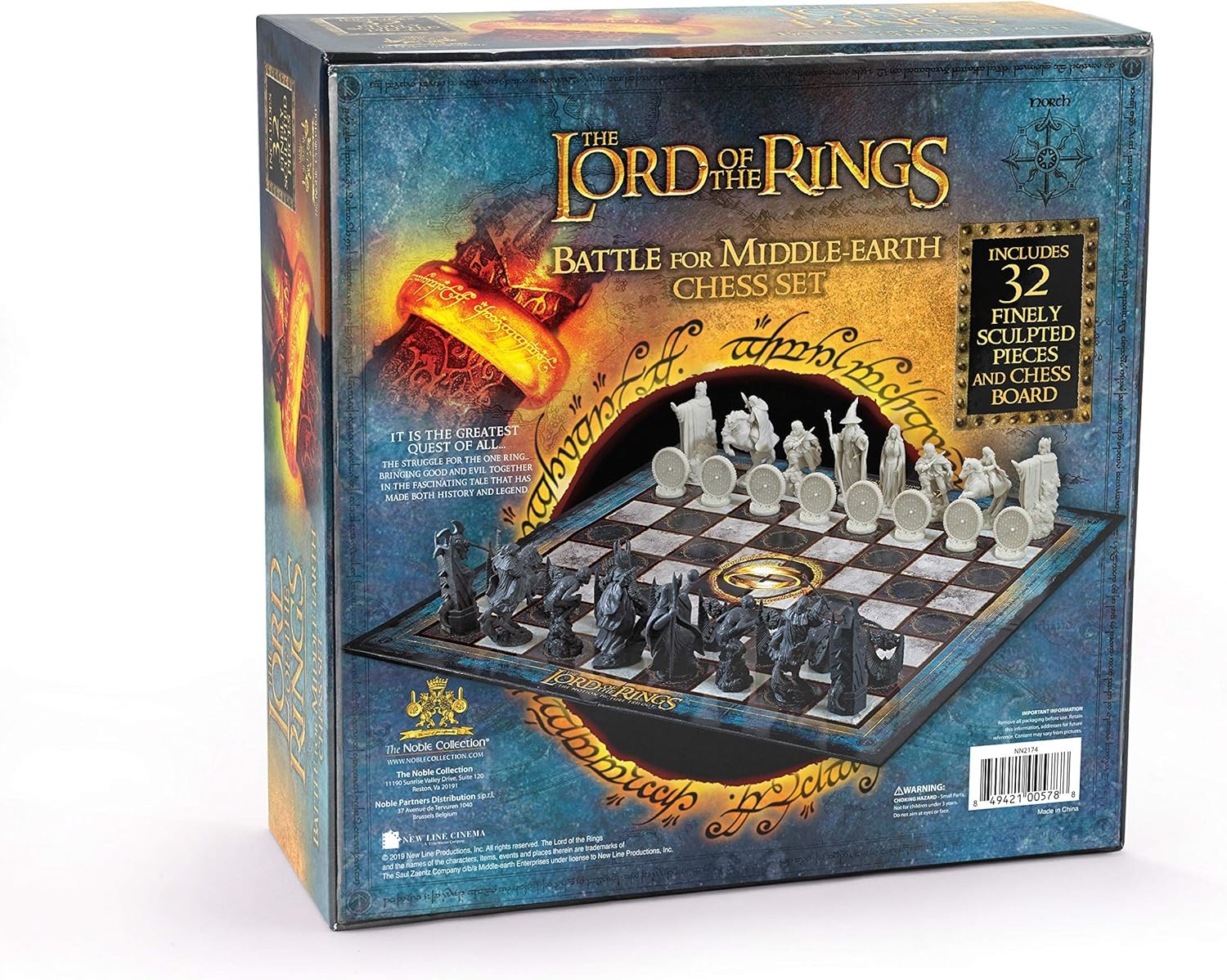 Lord of the Rings Middle Earth Chess Set Fantasy Battle Board Game Ages 8+