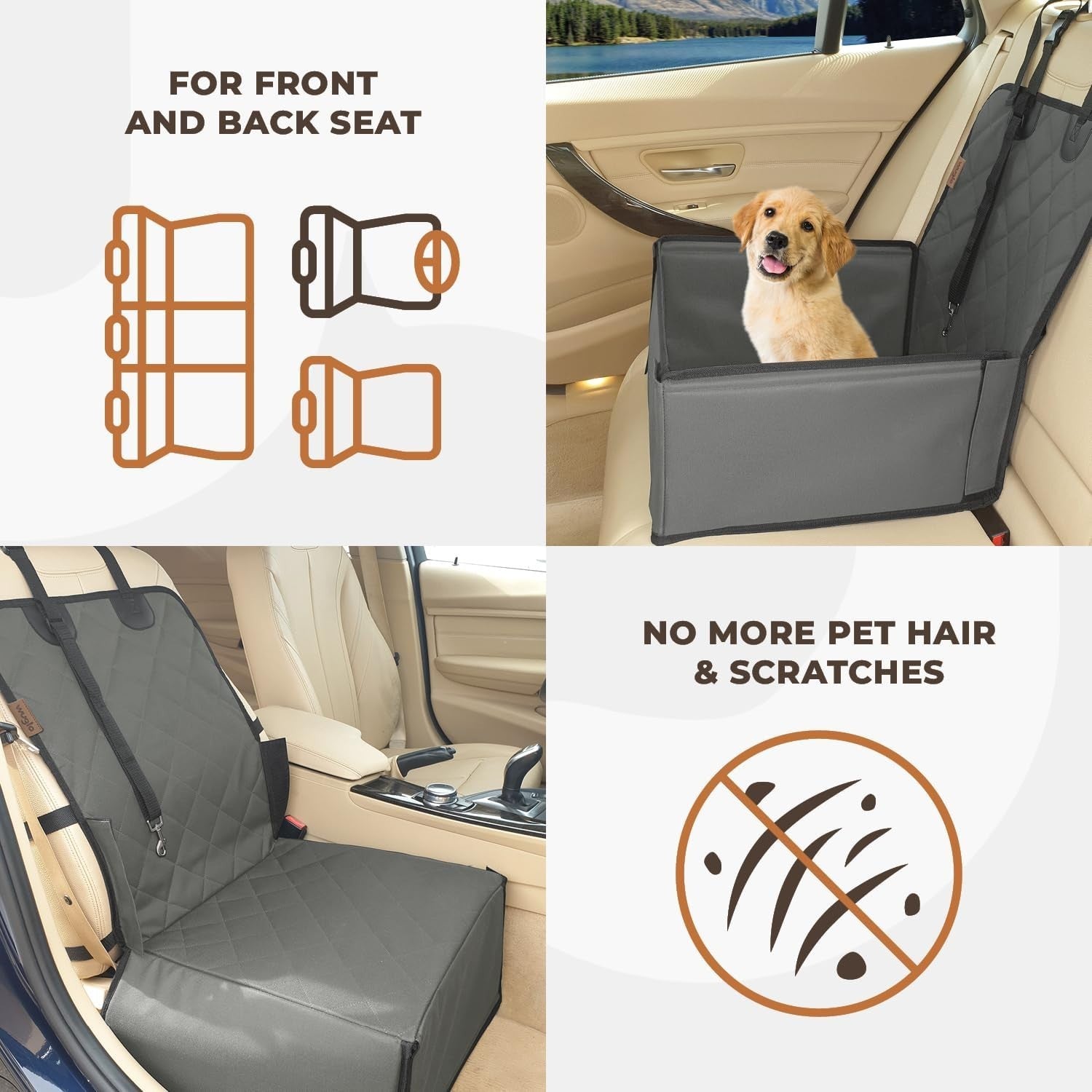 Extra Stable Dog Booster Car Seat Waterproof Travel Bed 12kg Grey