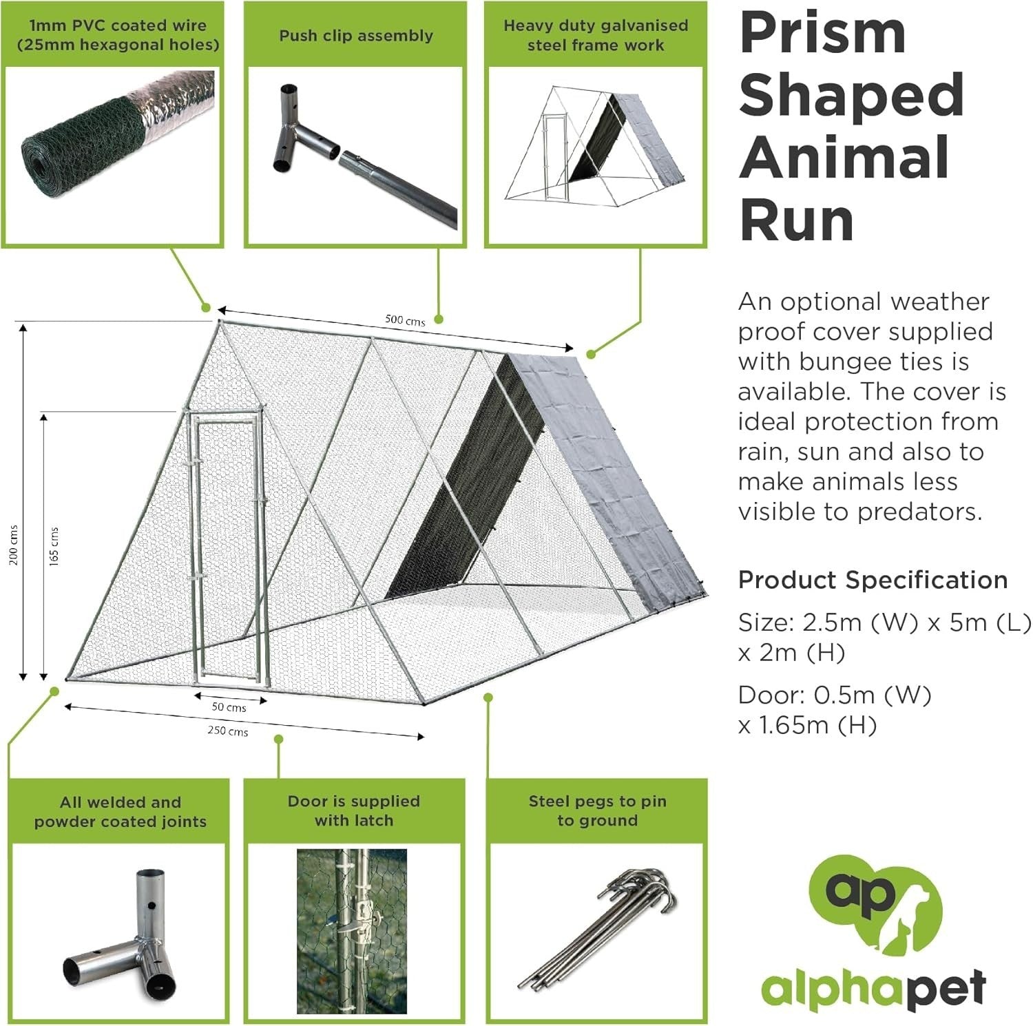 Walk In Chicken Run 4x2.5m Galvanised Steel Heavy Duty Cage