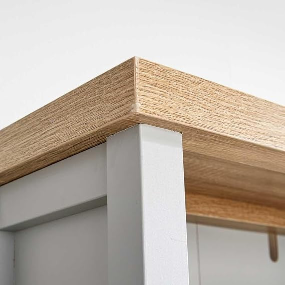 Modern Tall Bookcase with 5 Shelves & Drawer – Oak & Grey Storage Unit