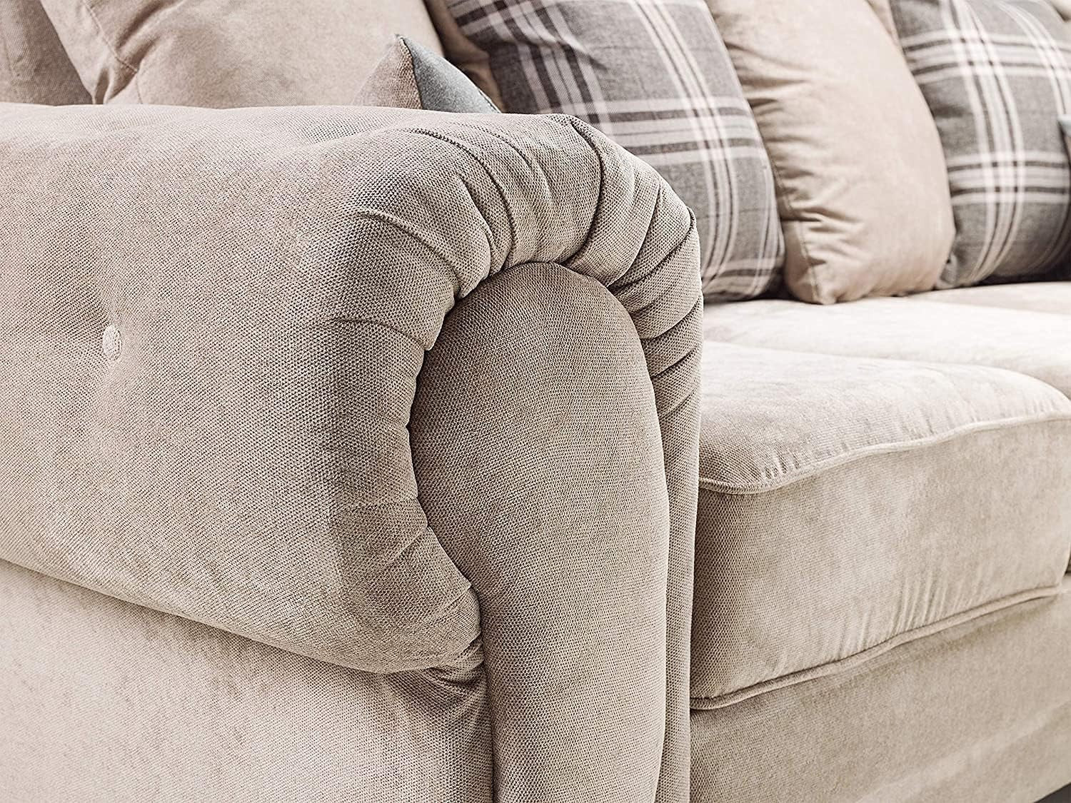 Beige 5 Seater Corner Sofa L-Shape | Soft Suede Fabric & Memory Foam Cushions