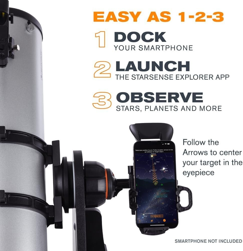 130mm Silver StarSense Tabletop Dobsonian Telescope Smartphone App