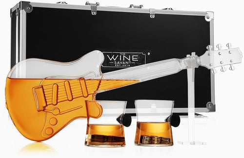 Electric Guitar Whiskey Decanter Set 1L with Stand, Case & 2 Glasses Music Gift