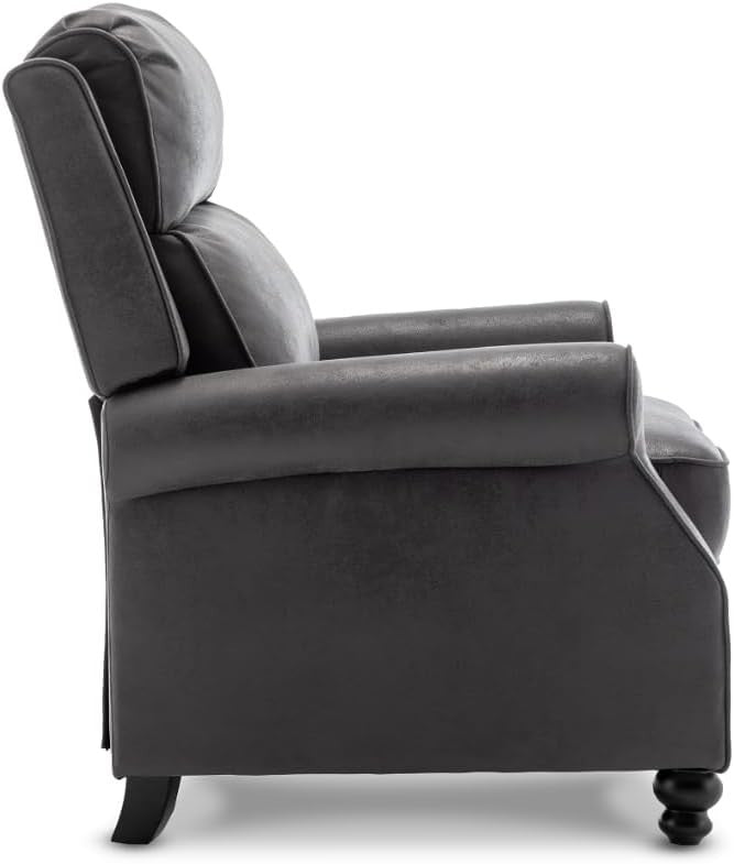 Recliner Armchair Faux Leather Grey Chair High Back Support Elderly