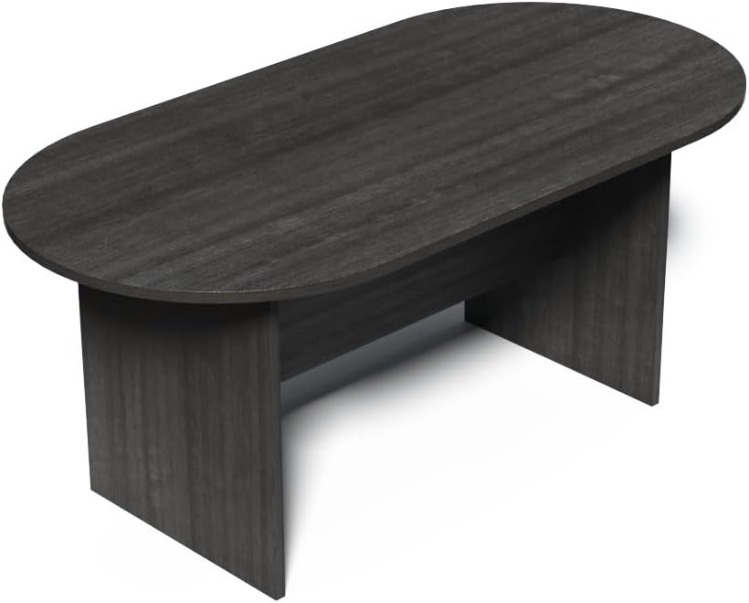 Grey Oak Radial Meeting Table – Modern 150x75cm Office Desk Space-Saving