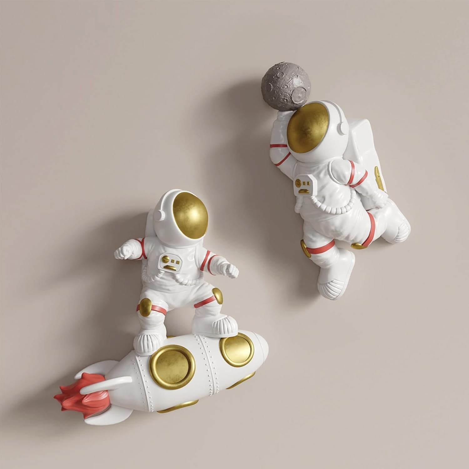 Astronaut Wall Decor Set of 2 3D Space Sculptures
