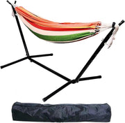 Red Double Hammock with Stand | 440lb Capacity | Portable Outdoor Garden Bed