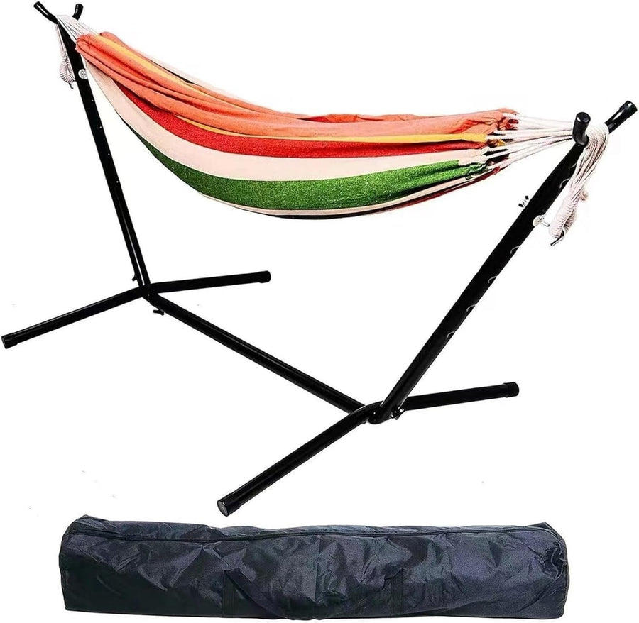 Red Double Hammock with Stand | 440lb Capacity | Portable Outdoor Garden Bed