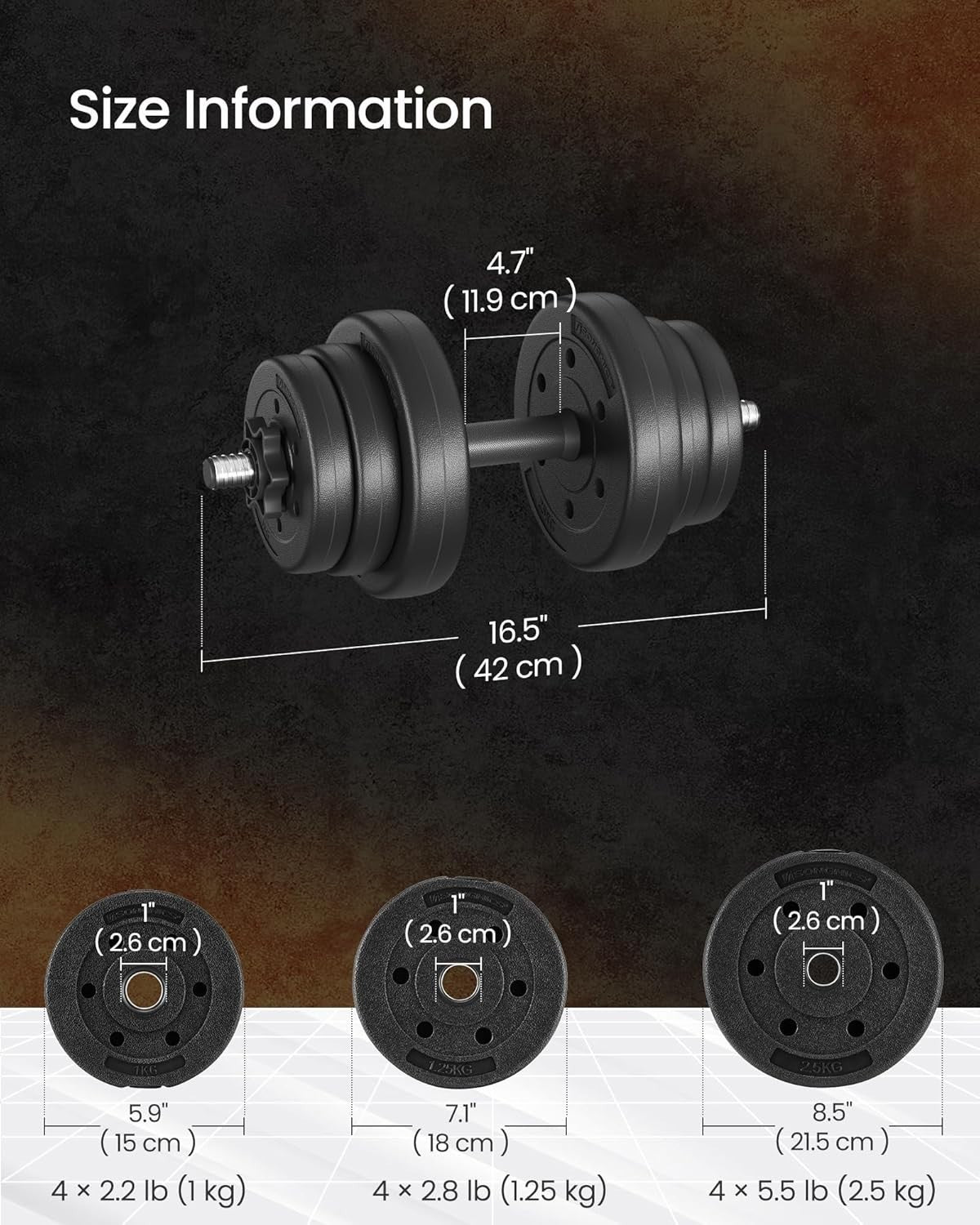Adjustable Dumbbells Set 30kg Plastic Coated Home Gym Strength Weights