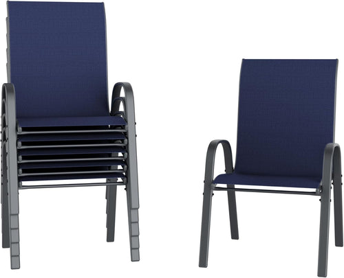 6x Stackable Outdoor Patio Dining Chairs Weatherproof Garden Seating
