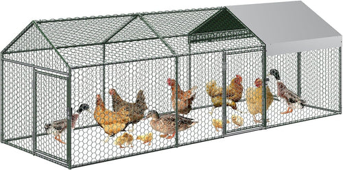 Walk In Chicken Run 3x1x1m Galvanised Metal Coop Waterproof Cover