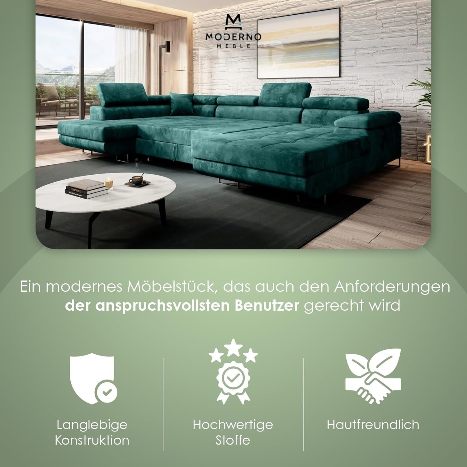 U Shape Corner Sofa Bed with Storage Beige Large Sleeping Function Modern
