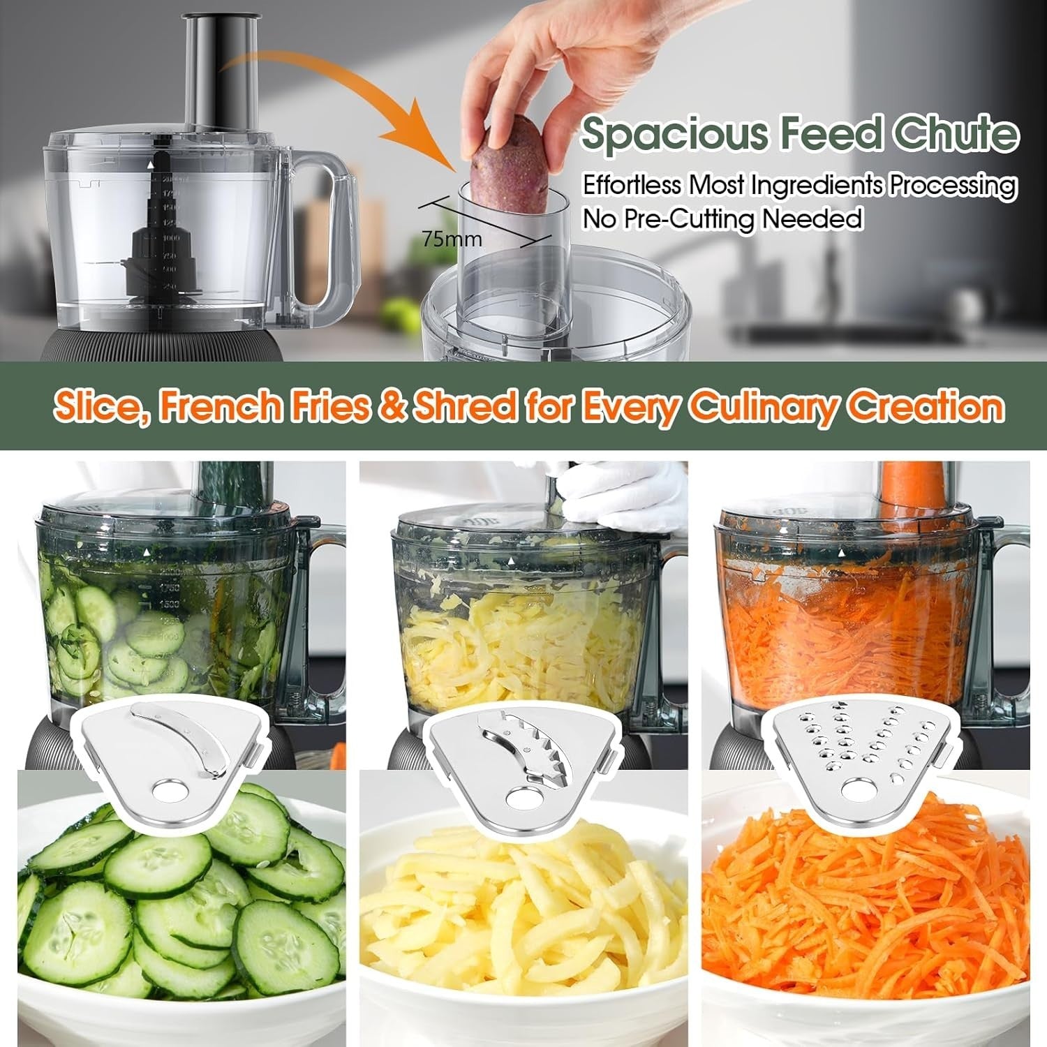 1500W Food Processor Blender Combo 2.5L Chopper 2L Glass Jug