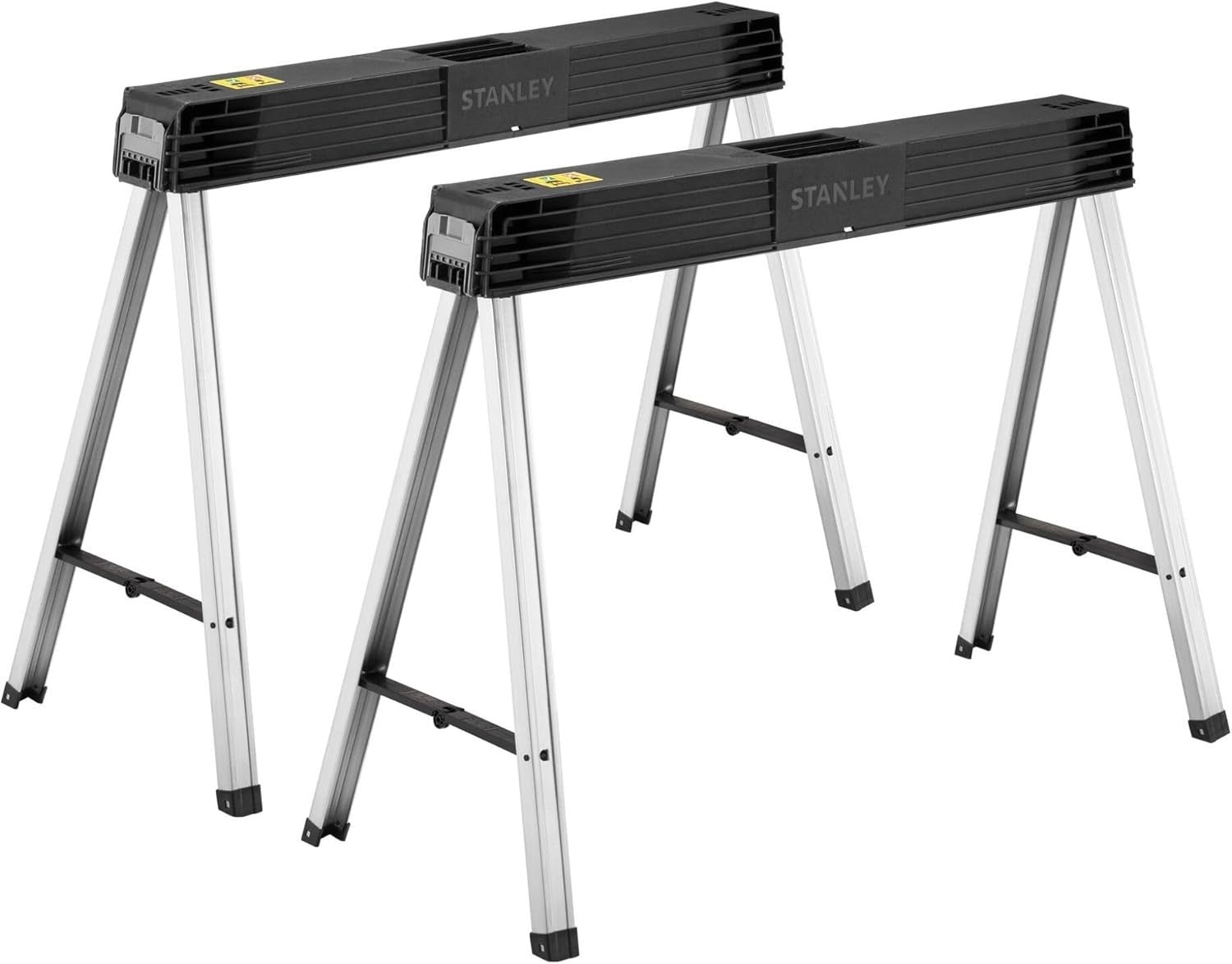 Folding Metal Sawhorse Pair Portable Workbench 340kg Load Durable