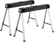 Folding Metal Sawhorse Pair Portable Workbench 340kg Load Durable