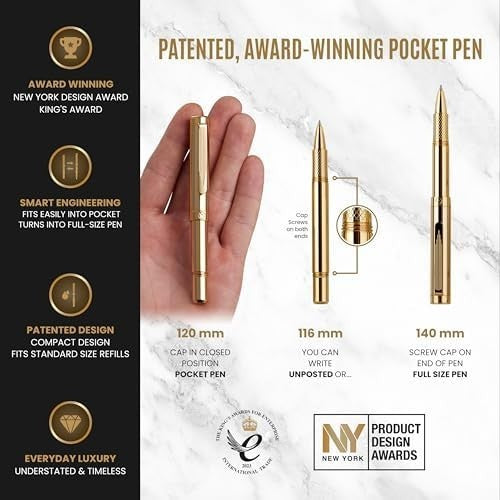 Gold Rollerball Pen Heavy Pocket Pen Luxury EDC Writing Gift Set