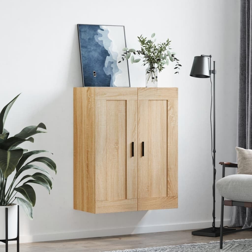 Wall Mounted Oak Storage Cabinet - 3 Compartments, Space-Saving & Stylish