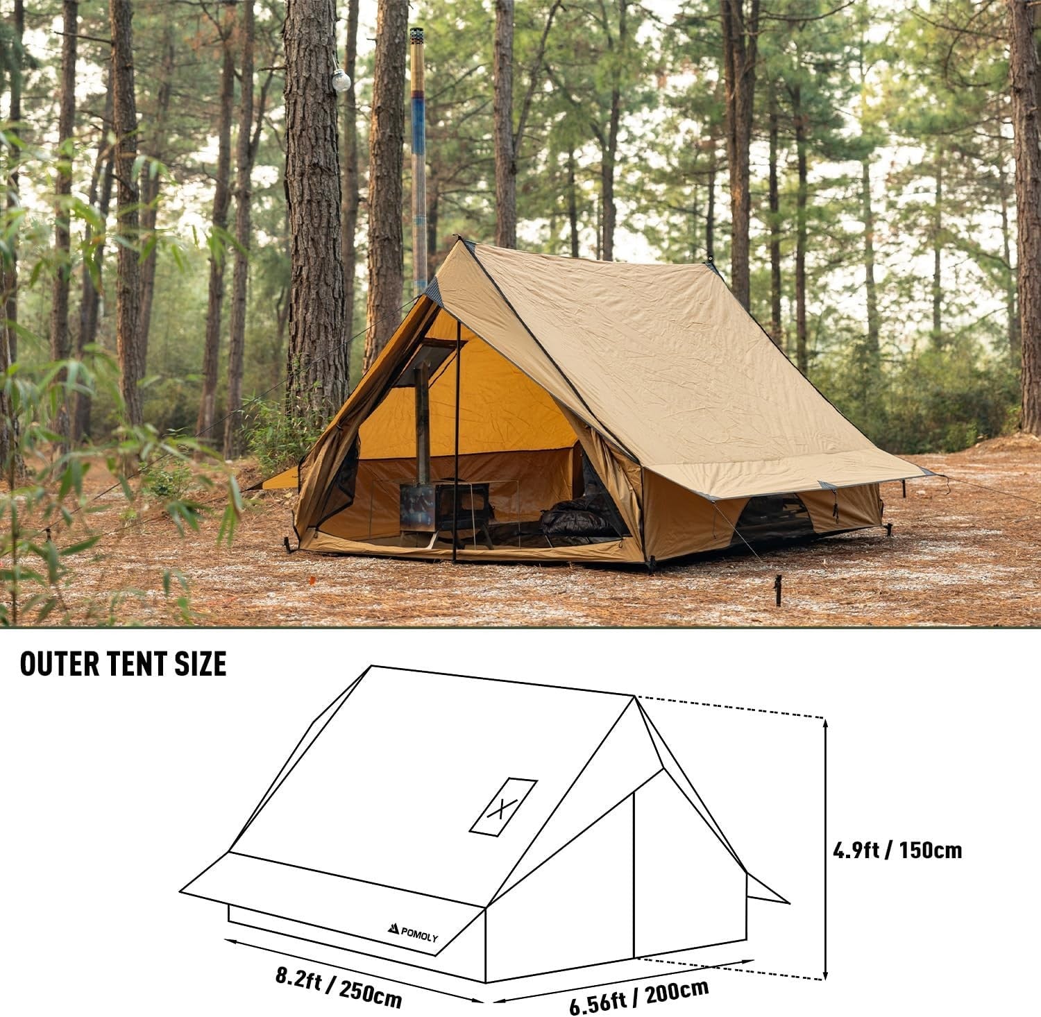 2-3 Person Cabin Tent with Stove Jack Portable Hot Tent