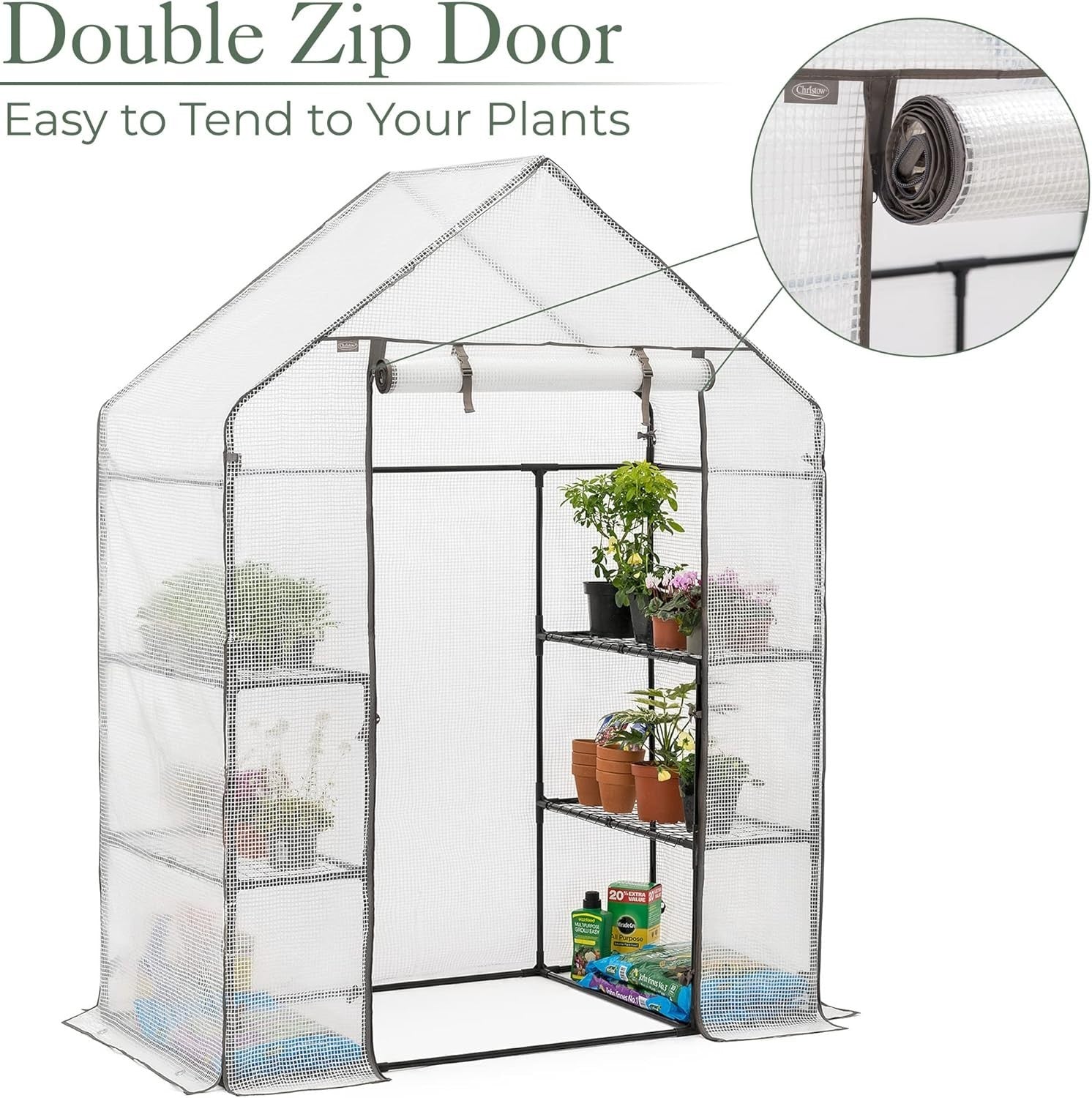 Walk-In Greenhouse with Shelves | Heavy-Duty Steel Frame Garden Grow Tent