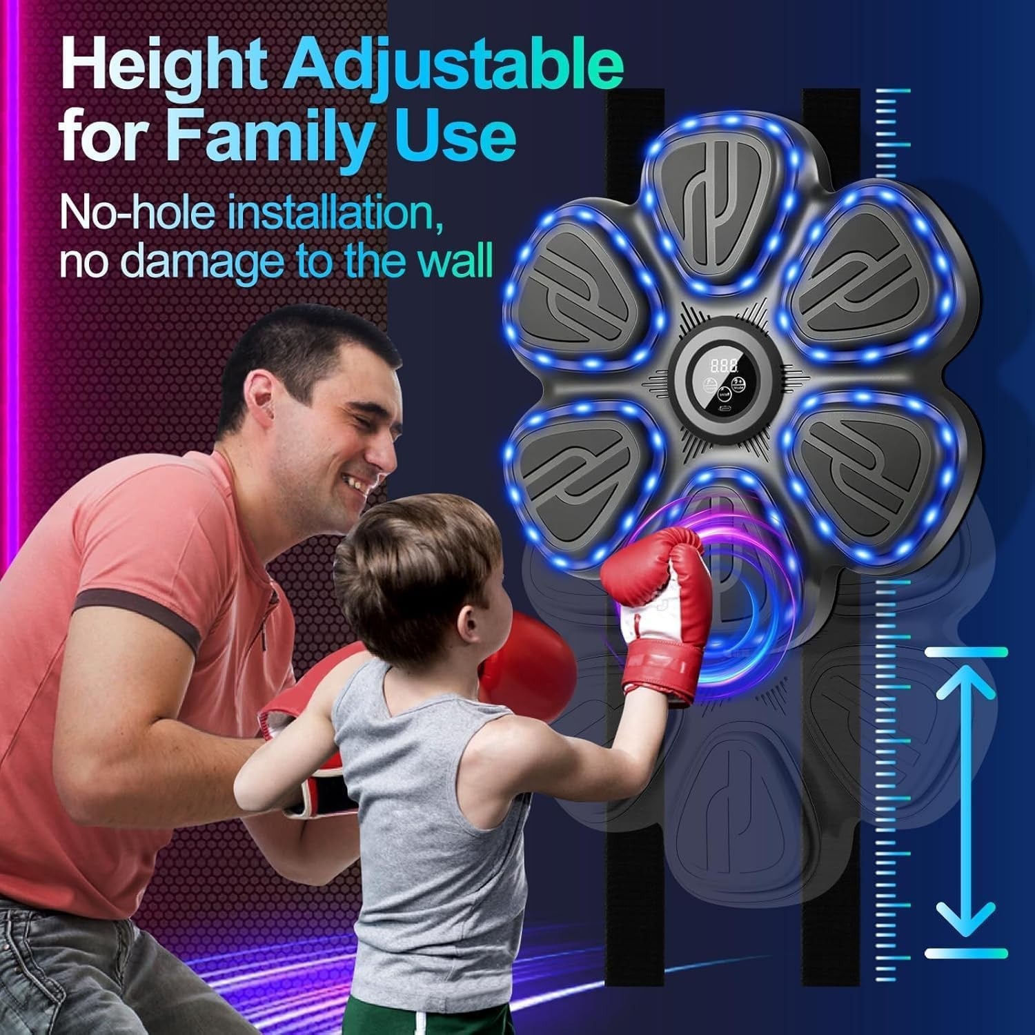 Music Boxing Machine LED Punch Trainer Bluetooth Wall Mounted Gloves