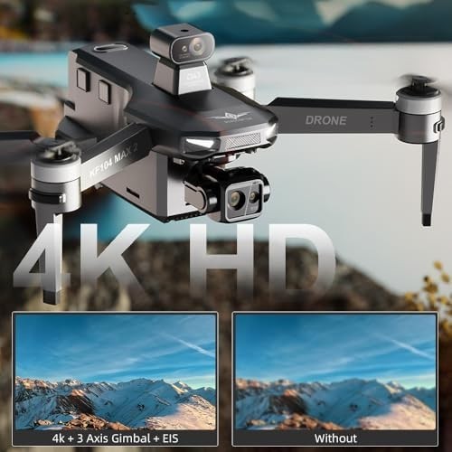 4K Drone w/ 3-Axis Gimbal, 6KM RC, 2 Batteries, Obstacle Avoidance, RC Screen