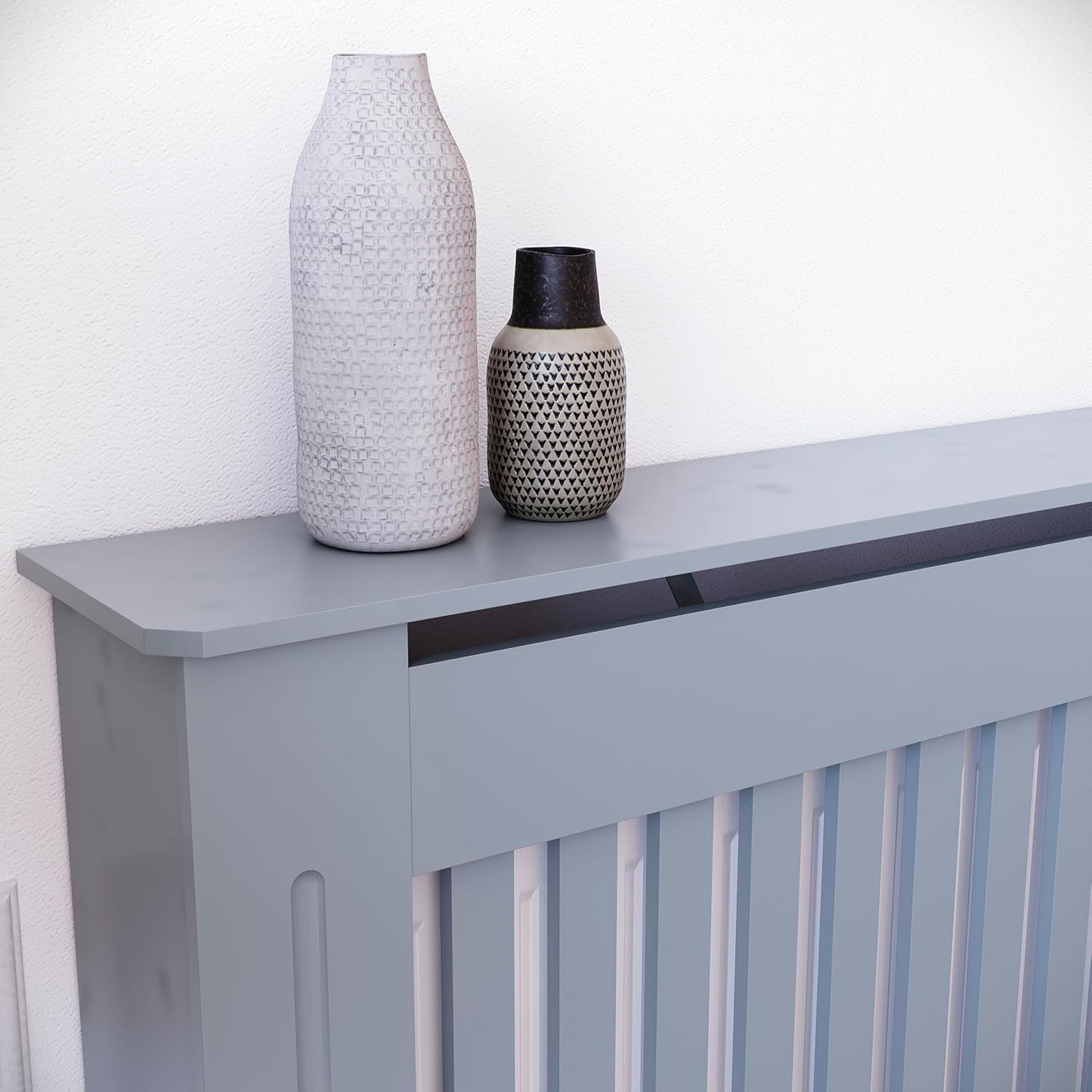 Extra Large Grey Radiator Cover | Modern MDF Slatted Heating Cabinet Cover