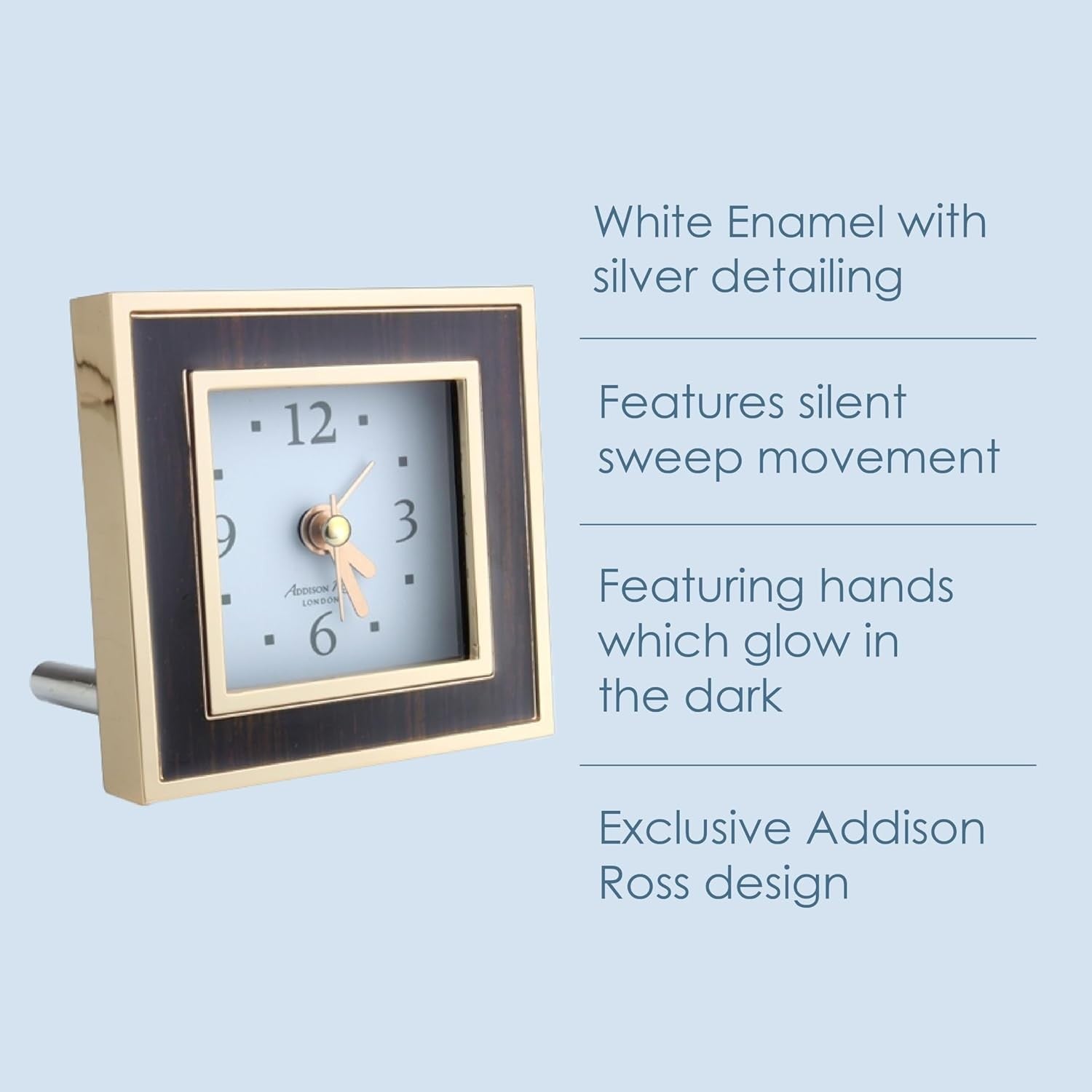 Brown Silent Sweep Alarm Clock Square Analogue Bedside Home Decor