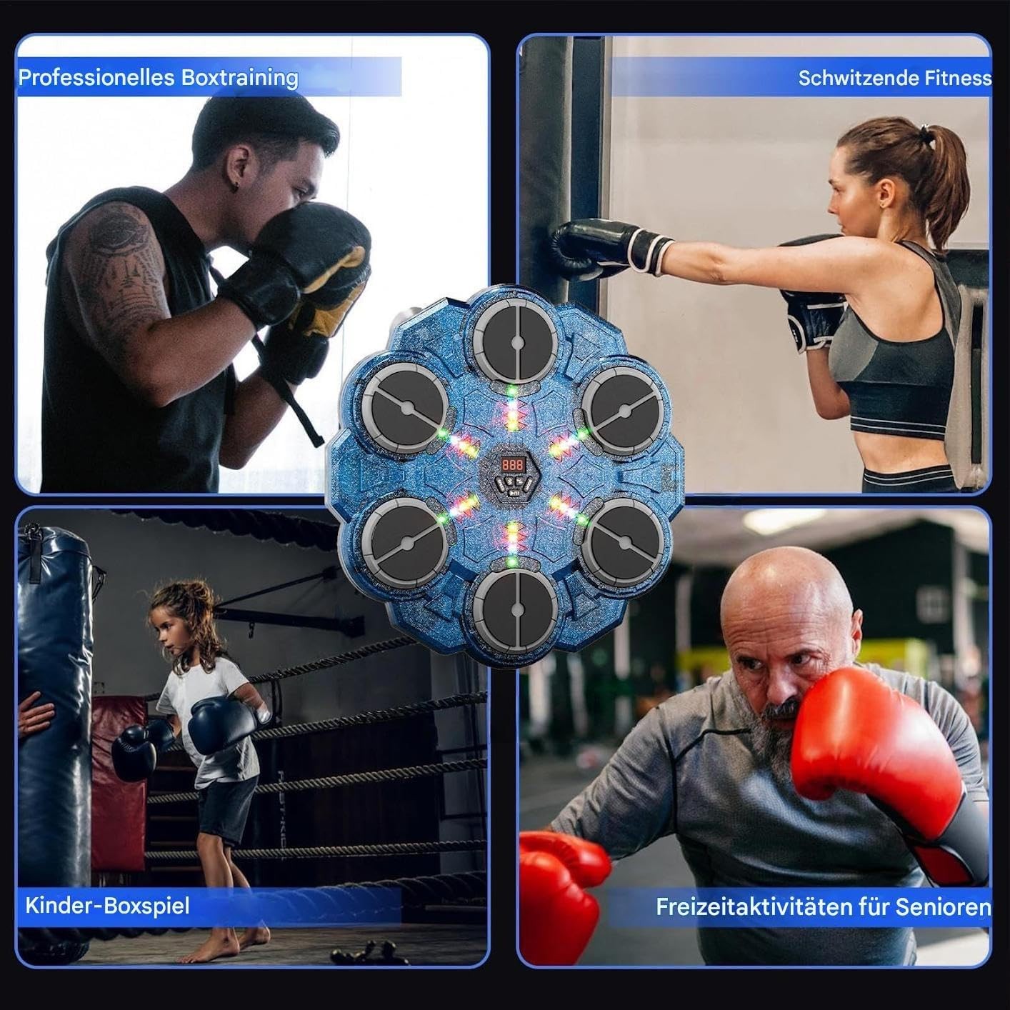 Music Boxing Machine LED Wall Mount Punch Trainer 9 Speed Home Gym Fitness